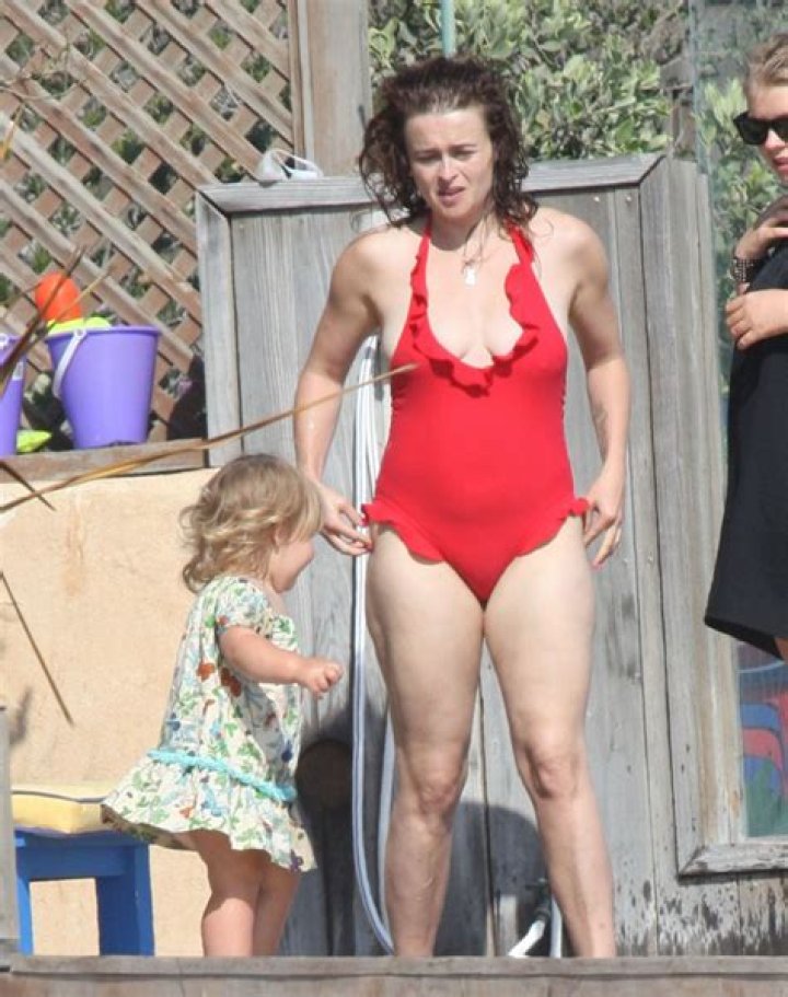 Helena Bonham Carter enjoys Malibu Beach in a swimsuit