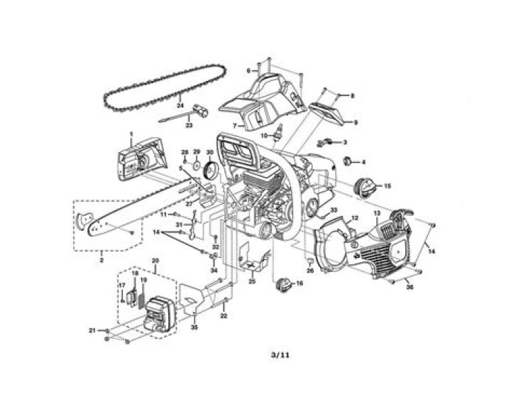 How do you adjust the idle on a Homelite chainsaw?