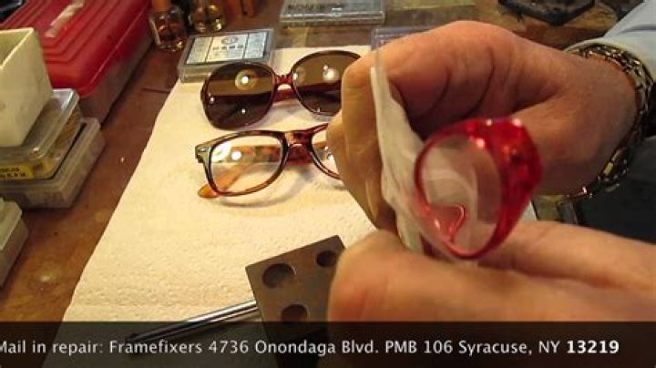 How do you remove residue from eyeglass frames?