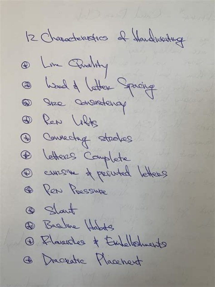 How many major categories of handwriting characteristics are there?