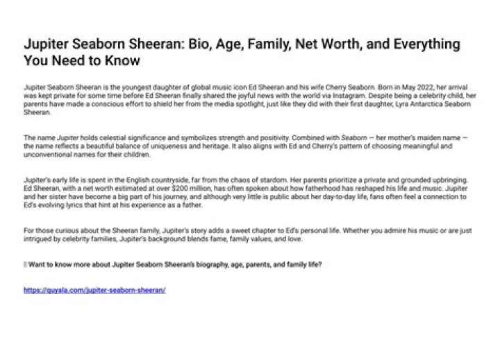 Jupiter Seaborn Sheeran - Age, Family, Bio
