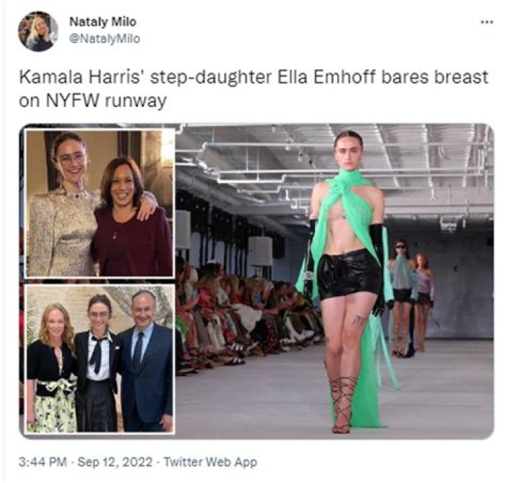 Kamala Harris’s Stepdaughter Ella Emhoff Shows Bare Breast on NYFW Runway!