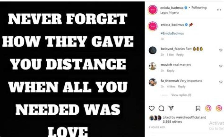 
“Never Forget How They Gave You Distance” Reactions As Eniola Badmus Shares Cryptic Message 