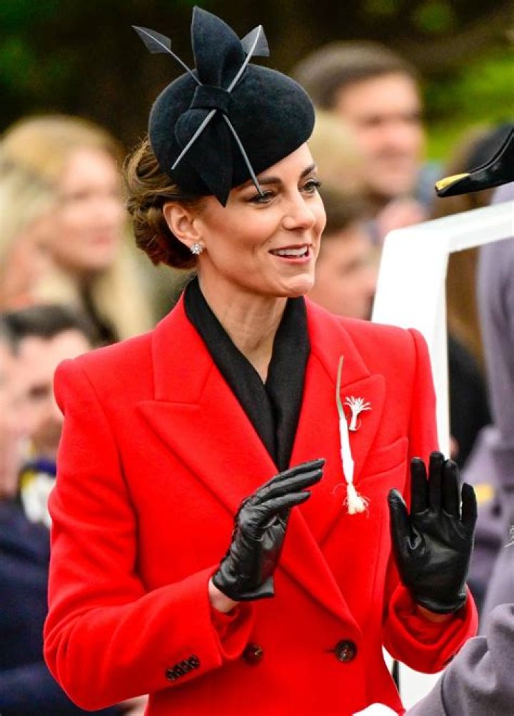 Princess Kate wore a red McQueen coat & a leek brooch for St. David’s Day