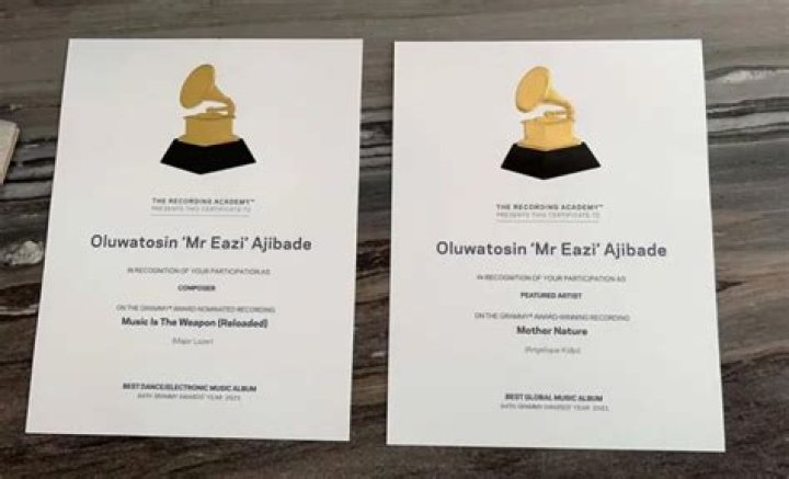 
Singer, Mr Eazi gets two Grammy certifications 