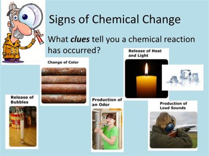 What are the four signs of a chemical change?