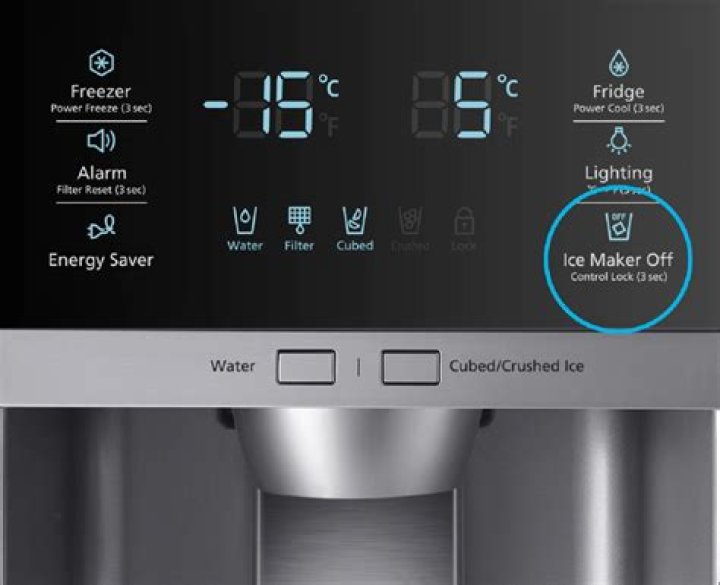 What does the plug symbol mean on Samsung refrigerator?
