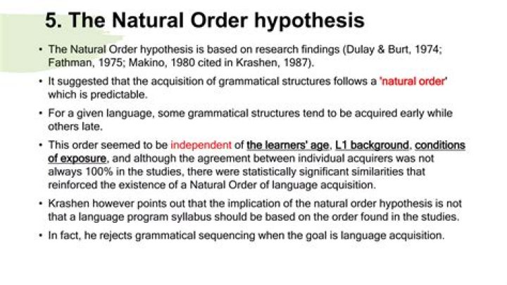 What is the natural order hypothesis by Stephen Krashen?