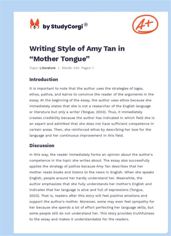 When did Amy Tan write mother tongue?