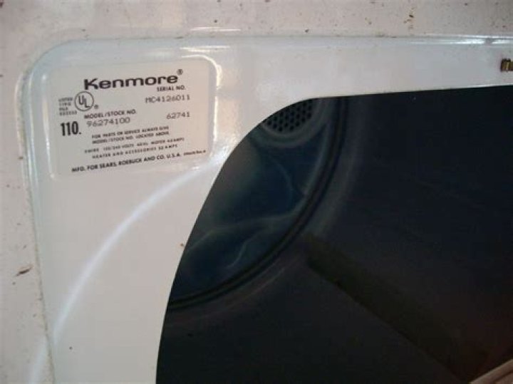 Where is model number on Kenmore dryer?
