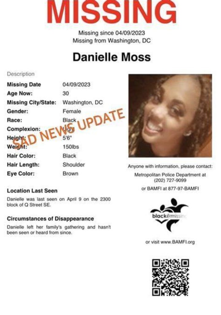 
Where was Danielle Moss found? Missing DC mother found dead after disappearing on Easter weekend 