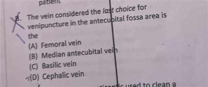 Which vein is the last choice for venipuncture?
