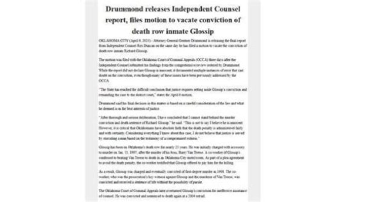 
Who is Richard Glossip? Oklahoma AG files motion to vacate Death row inmate’s conviction 